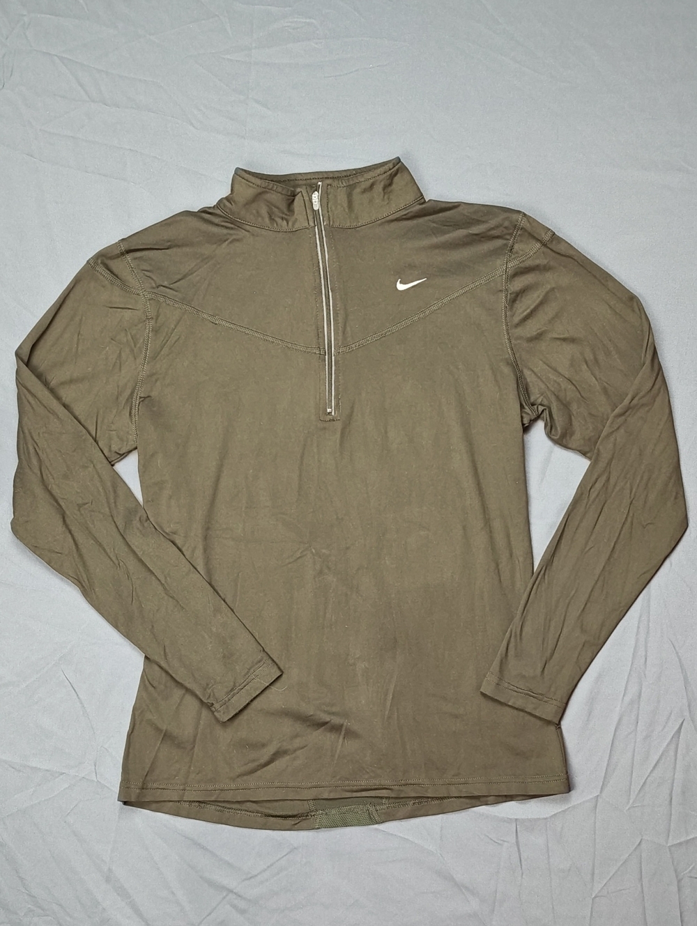 Nike Dri Fit Olive Green Quarter-Zip Running Pullover Womens Size Large